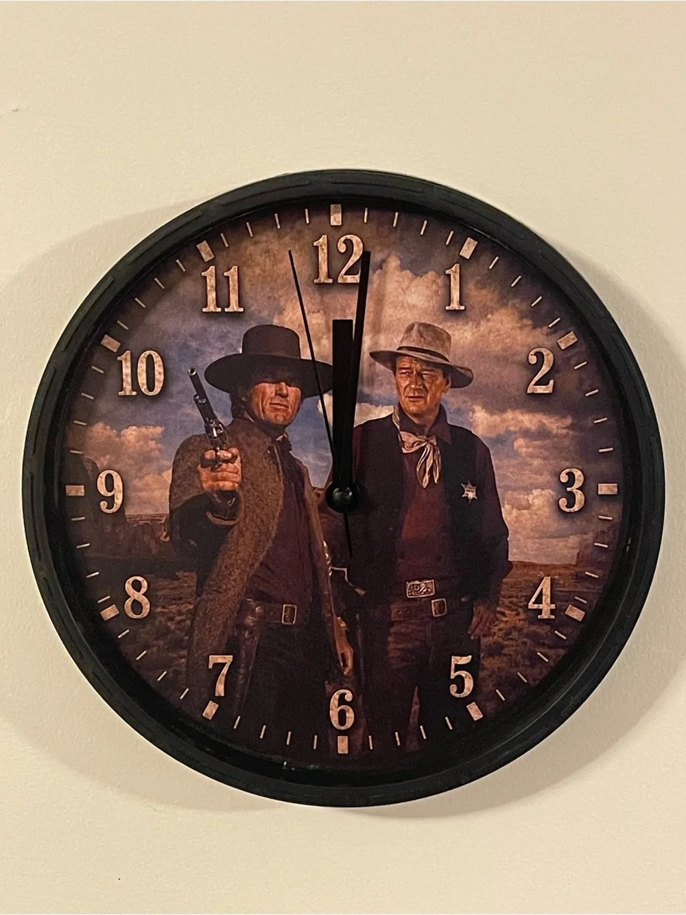 Western Cowboys Decorative Wall Clock - Brown